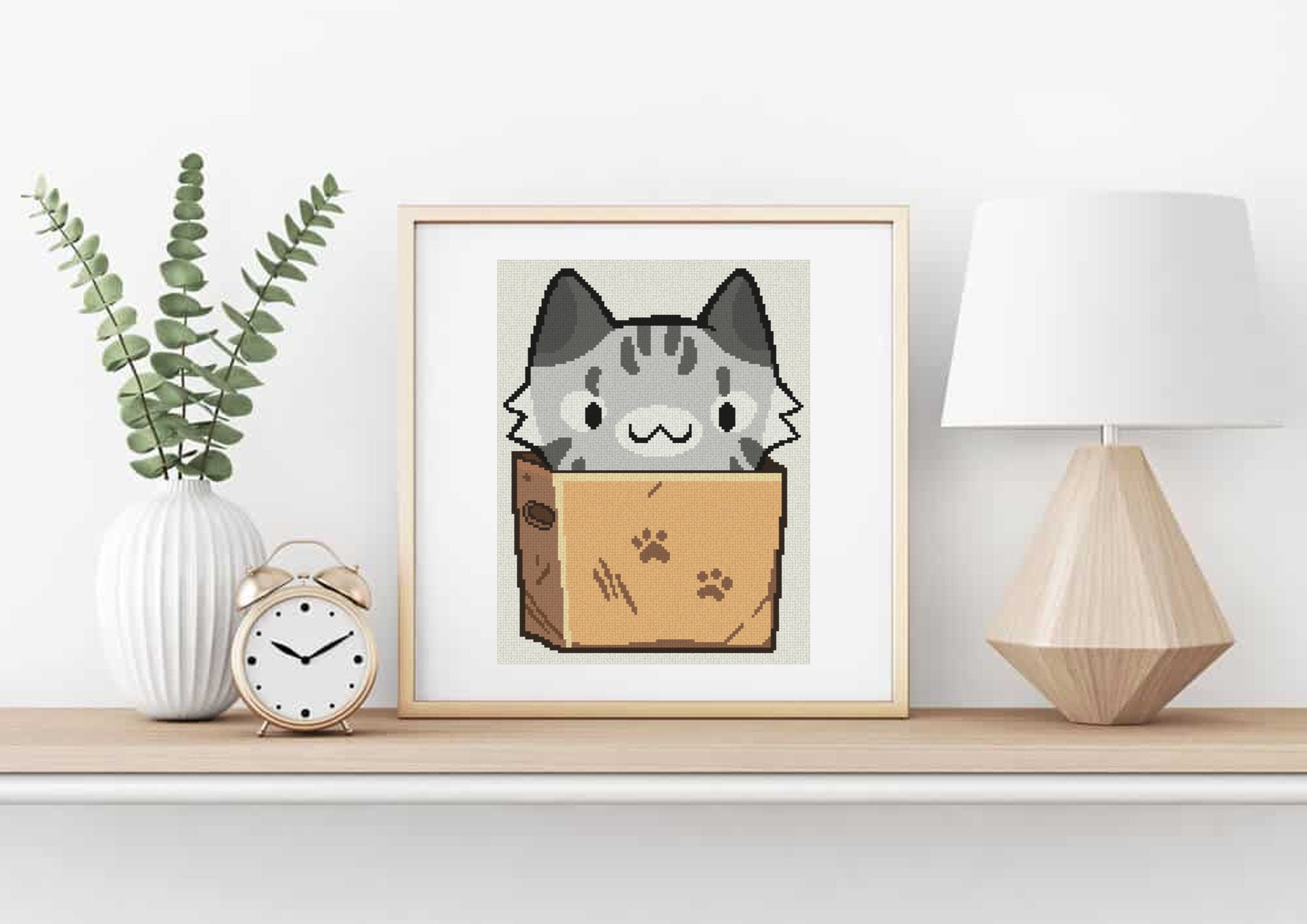 Cat in a Box Cross Stitch Pattern