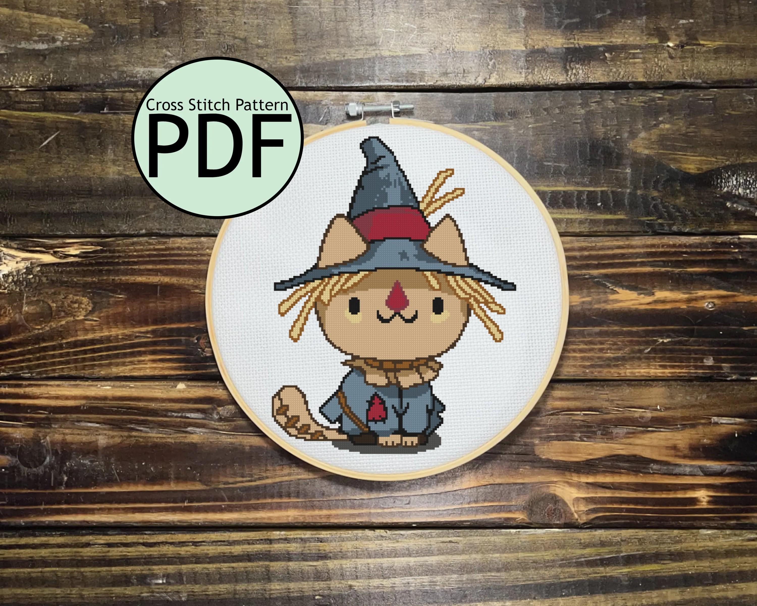 Scarecrow Cat Cross Stitch Pattern