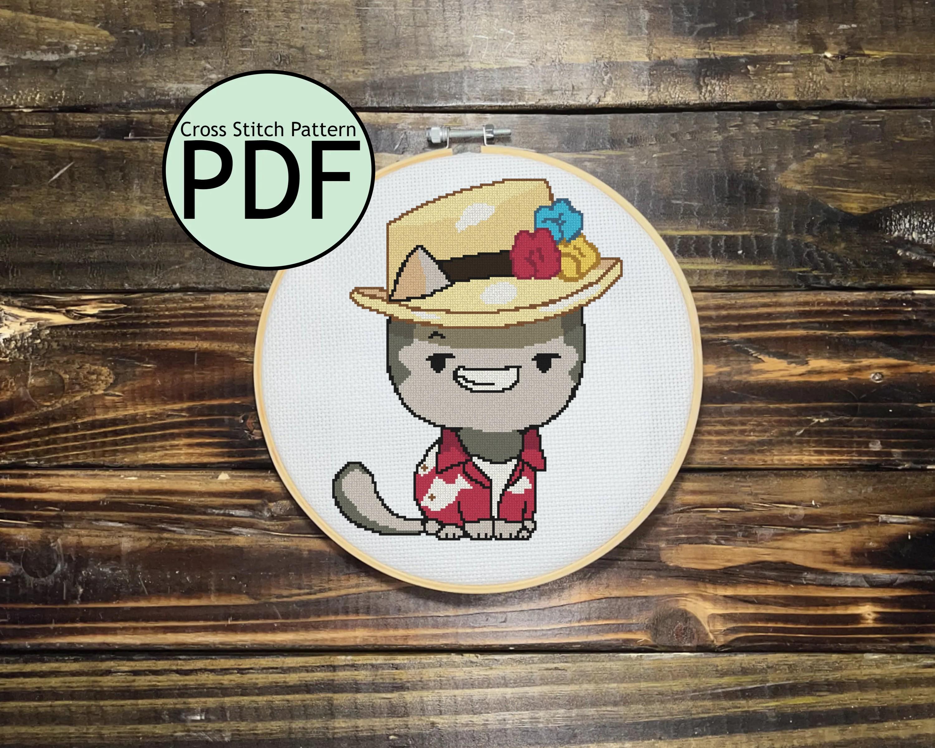 Tourist Cat Cross Stitch Pattern