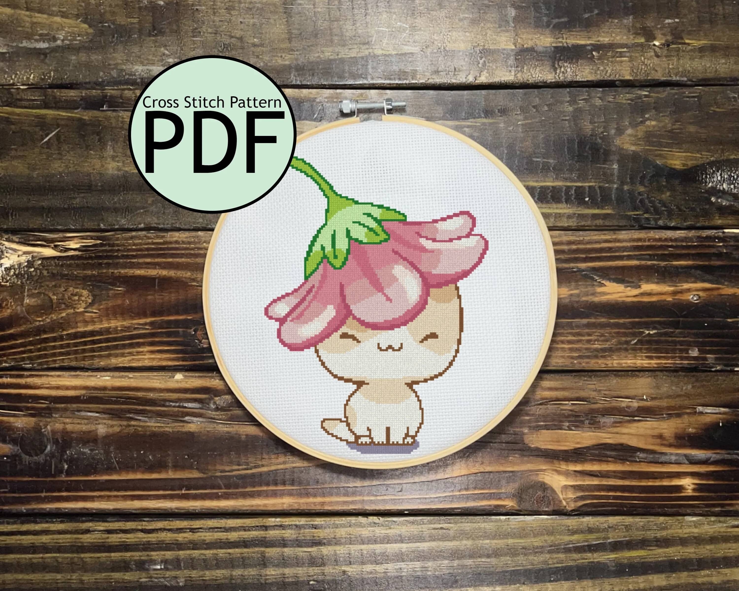 Primrose Cat Cross Stitch Pattern