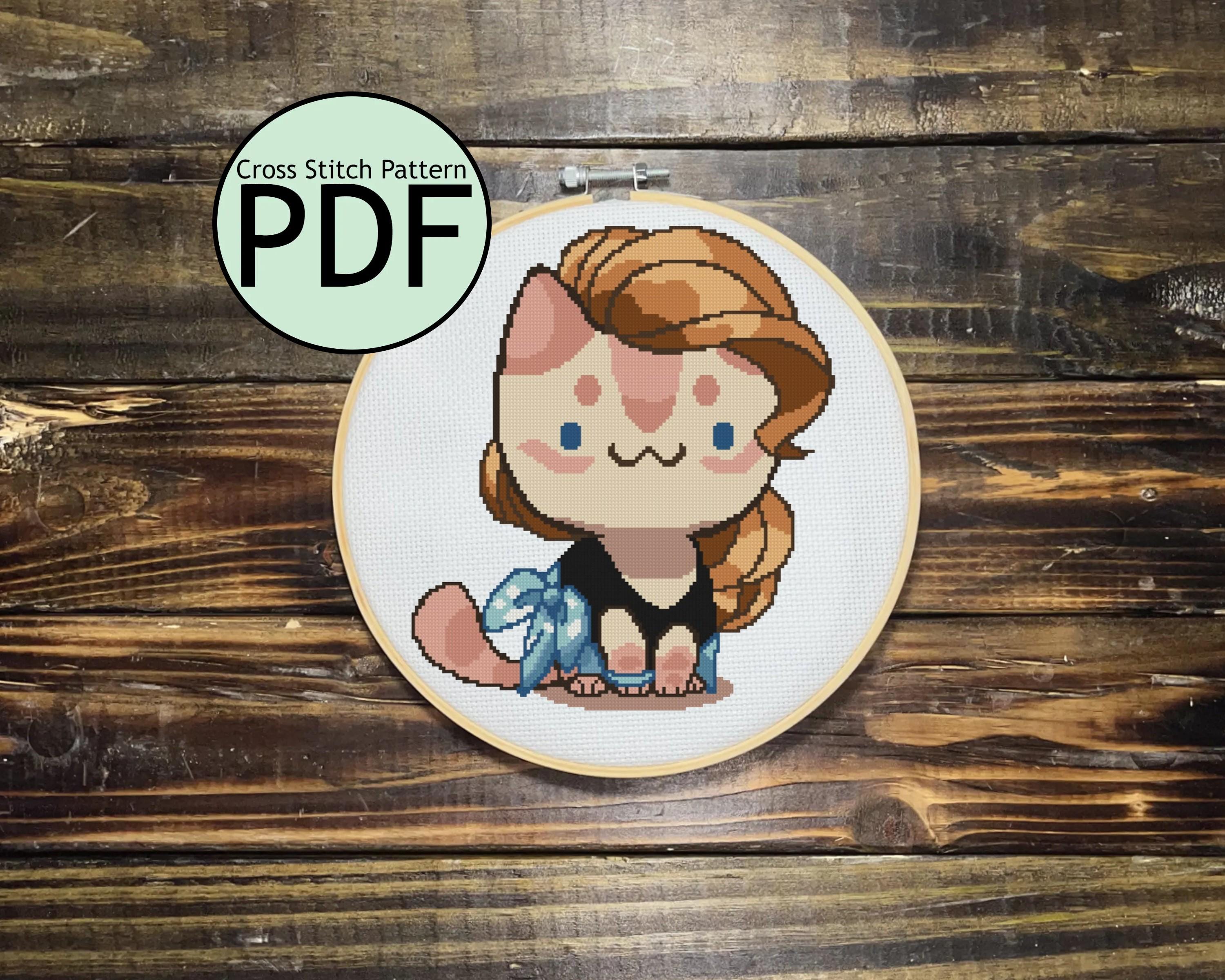Cat with Beach Wrap Cross Stitch Pattern