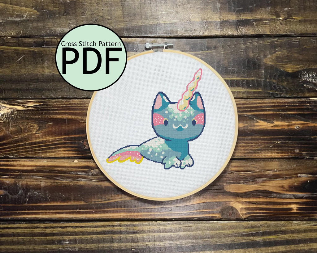 Narwhal Cat Cross Stitch
