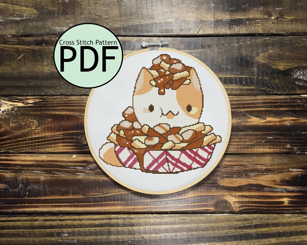 Poutine Cat Cross Stitchv