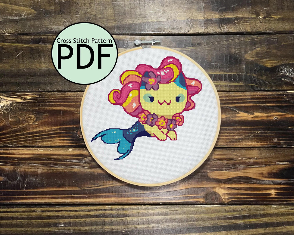 Mermaid Cat Cross Stitch