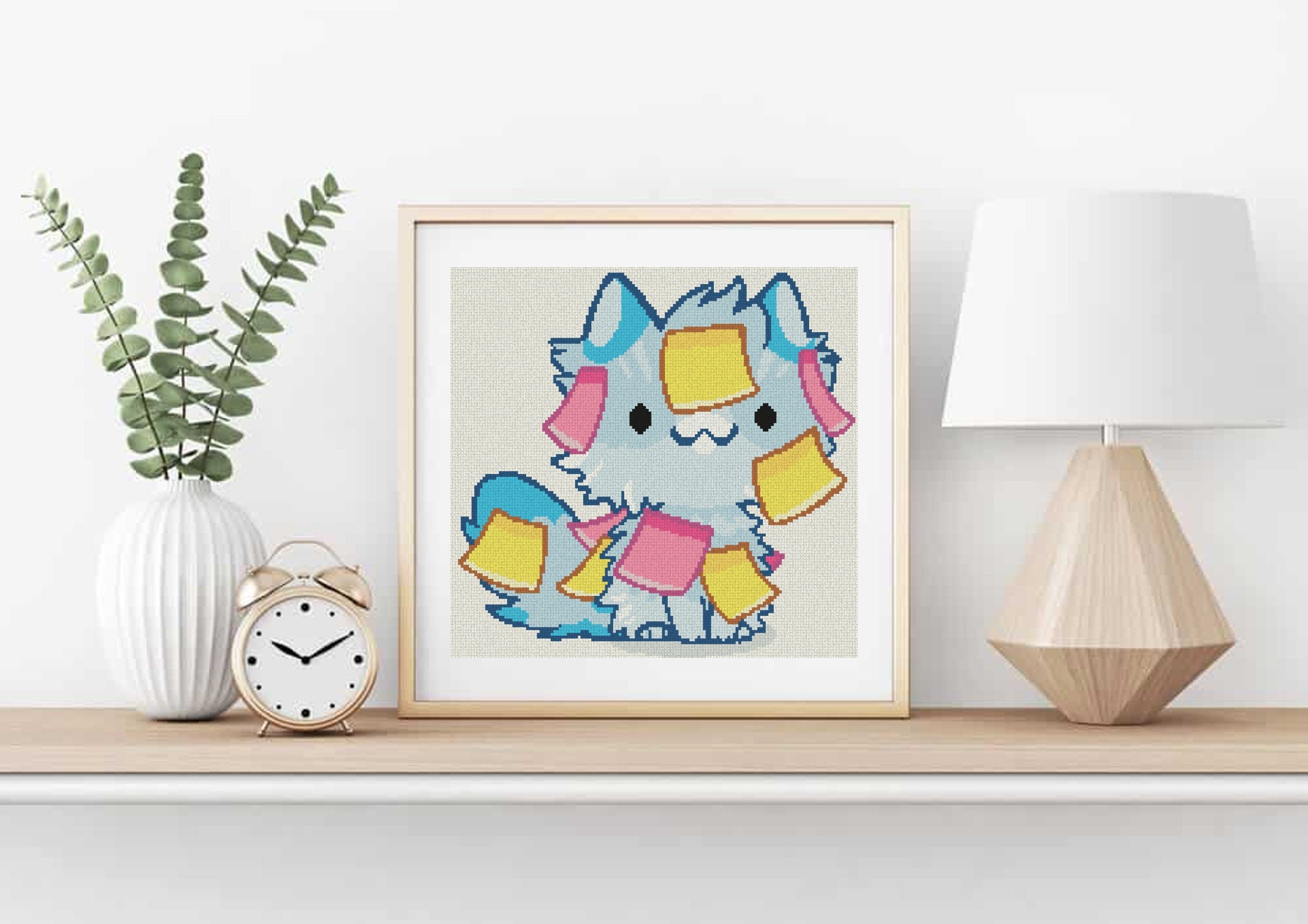Sticky Note Cat Cross Stitch Pattern