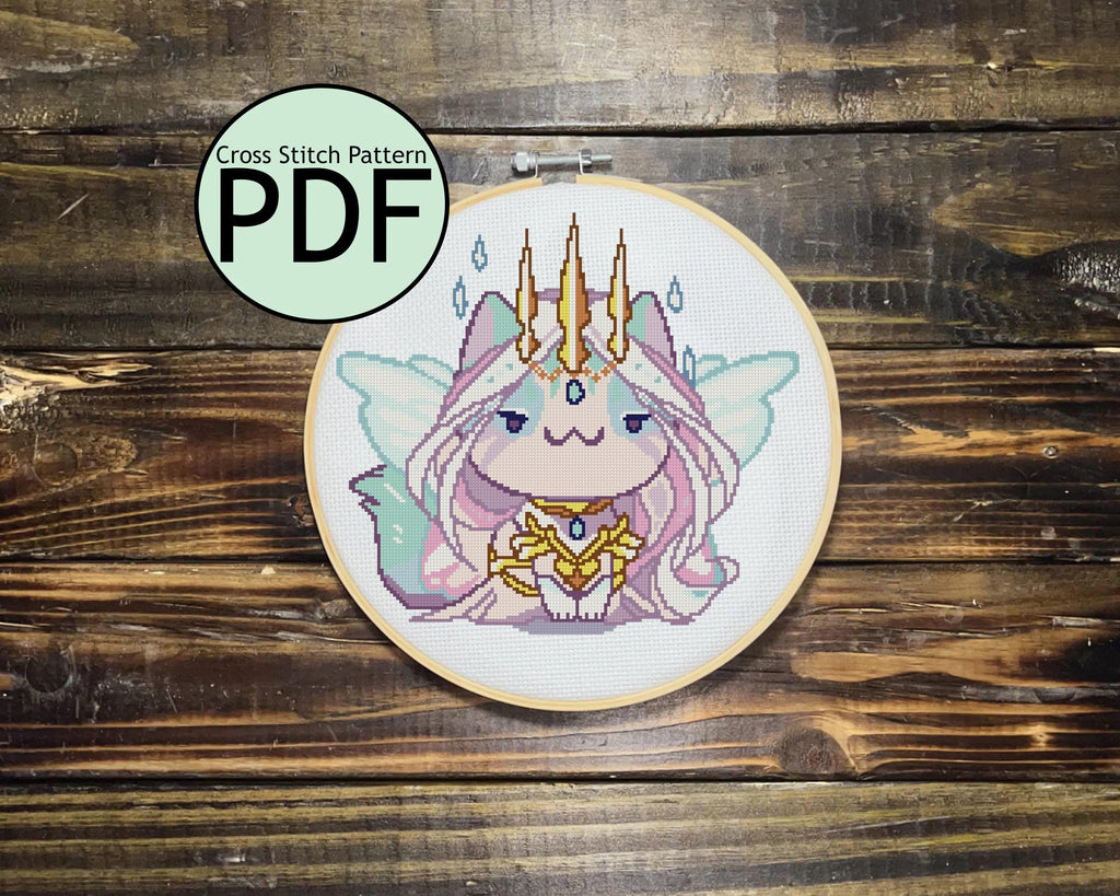 Crystal Fairy Cat Cross Stitch Pattern
