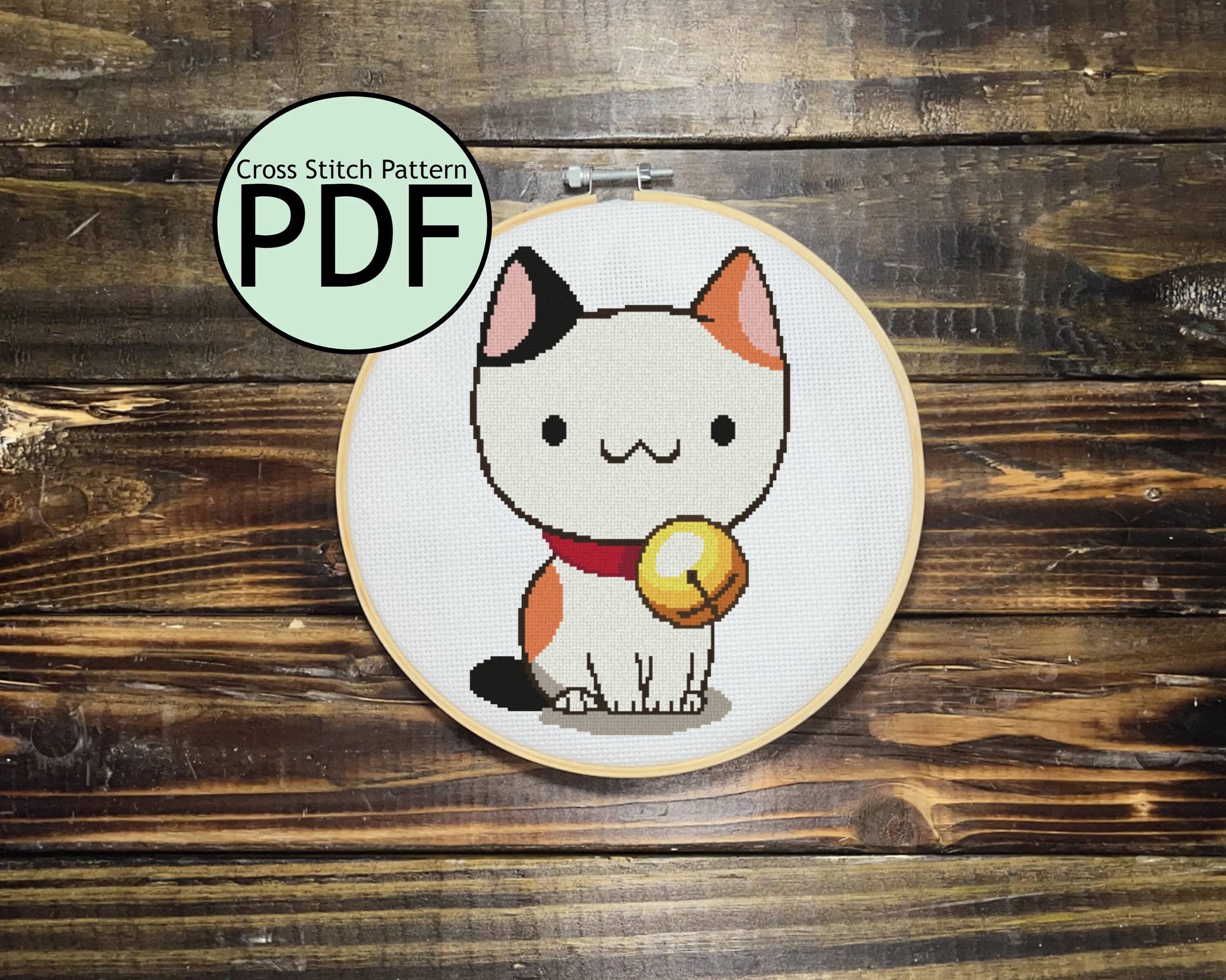 Japanese Bob Cat Cross Stitch Pattern