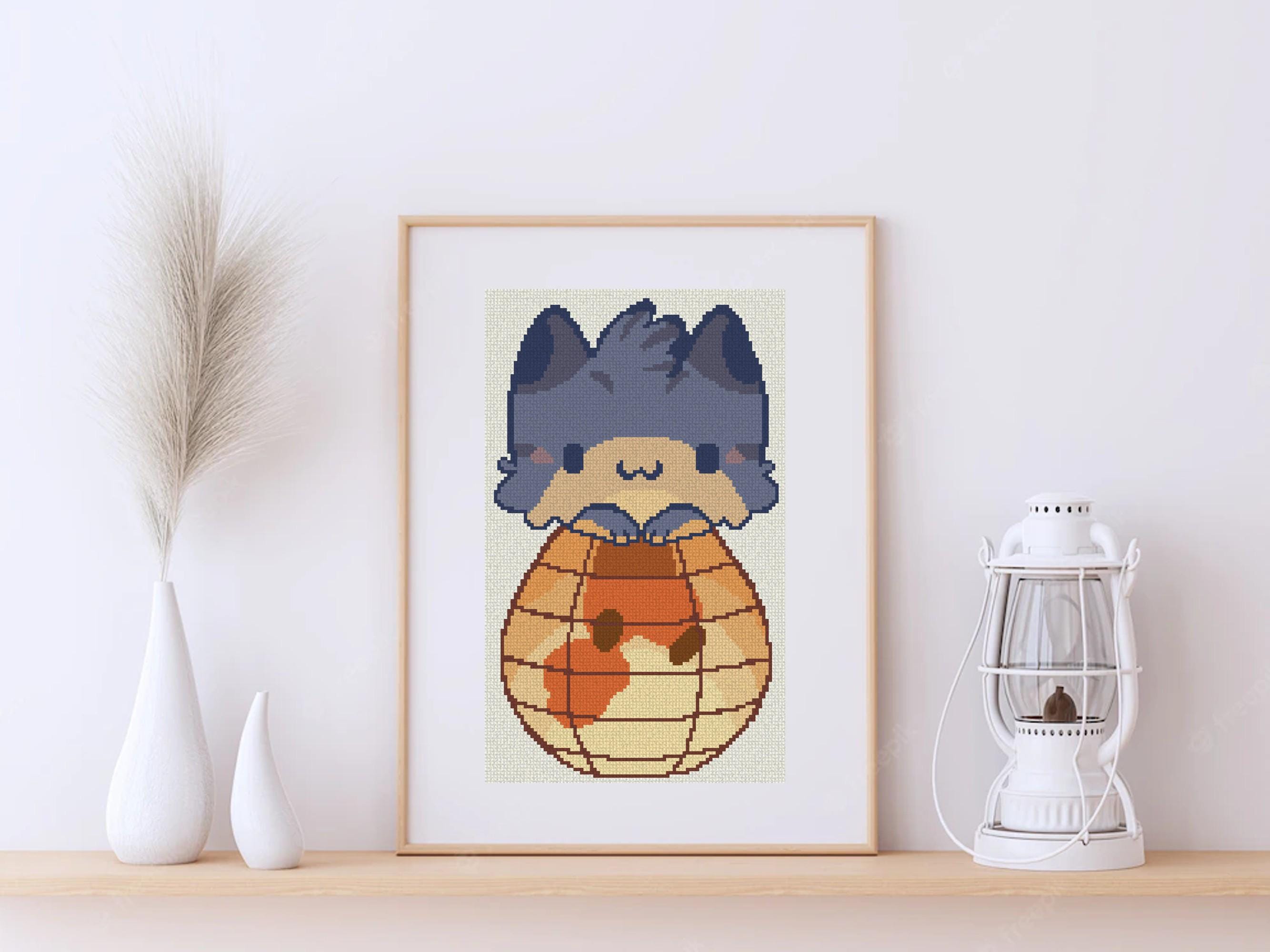 Cat in Lantern Cross Stitch Pattern