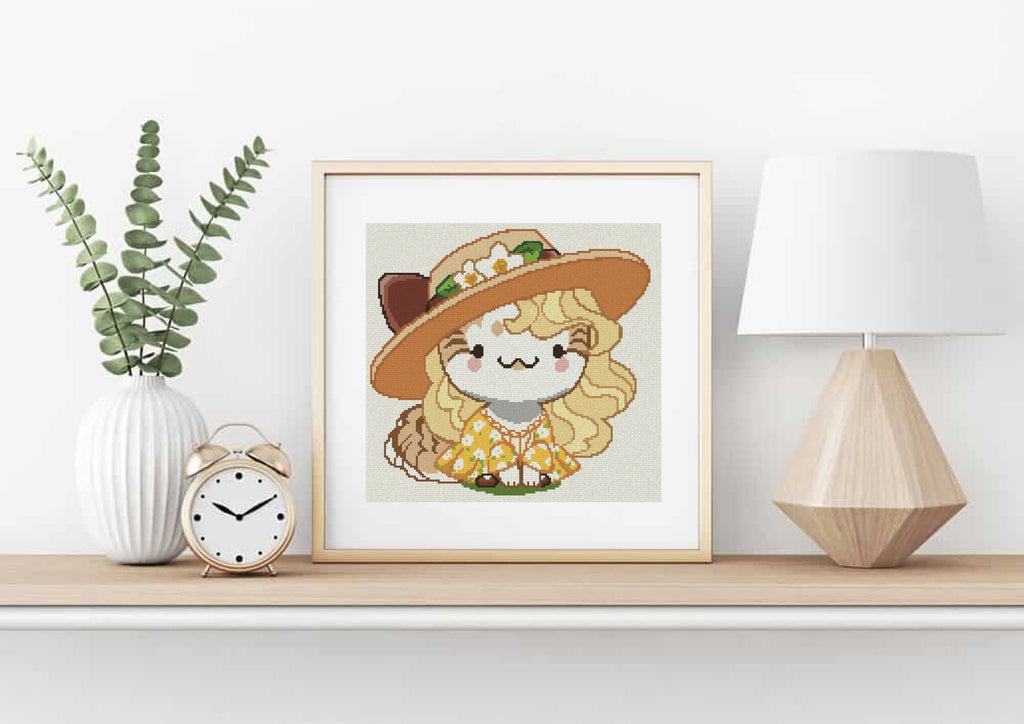 Jasmine Tea Cat Cross Stitch