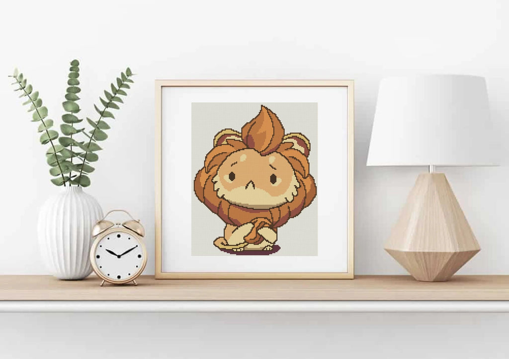 Cowardly Lion Cat Cross Stitch Pattern