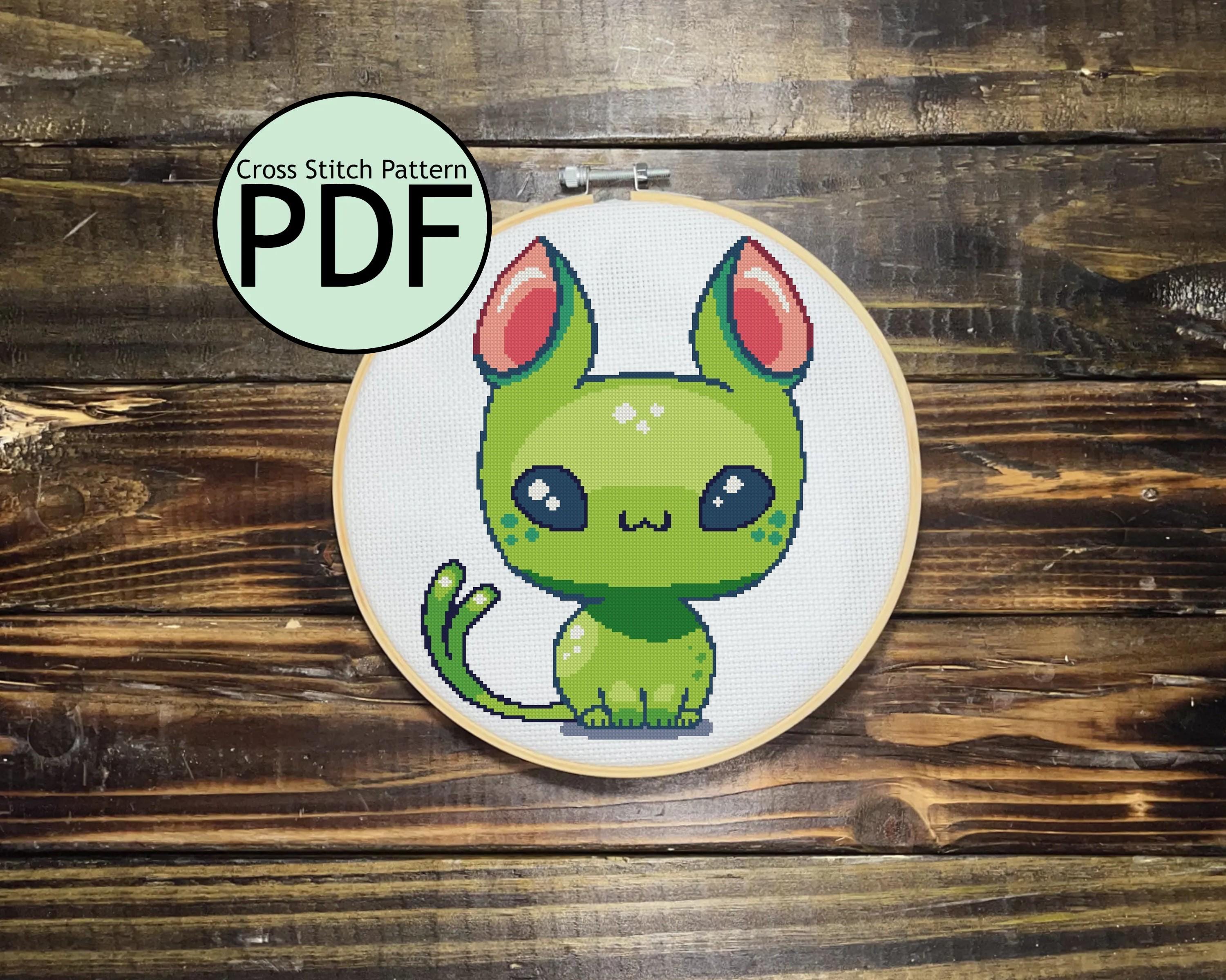 Alien Baby Cat Cross Stitch Pattern