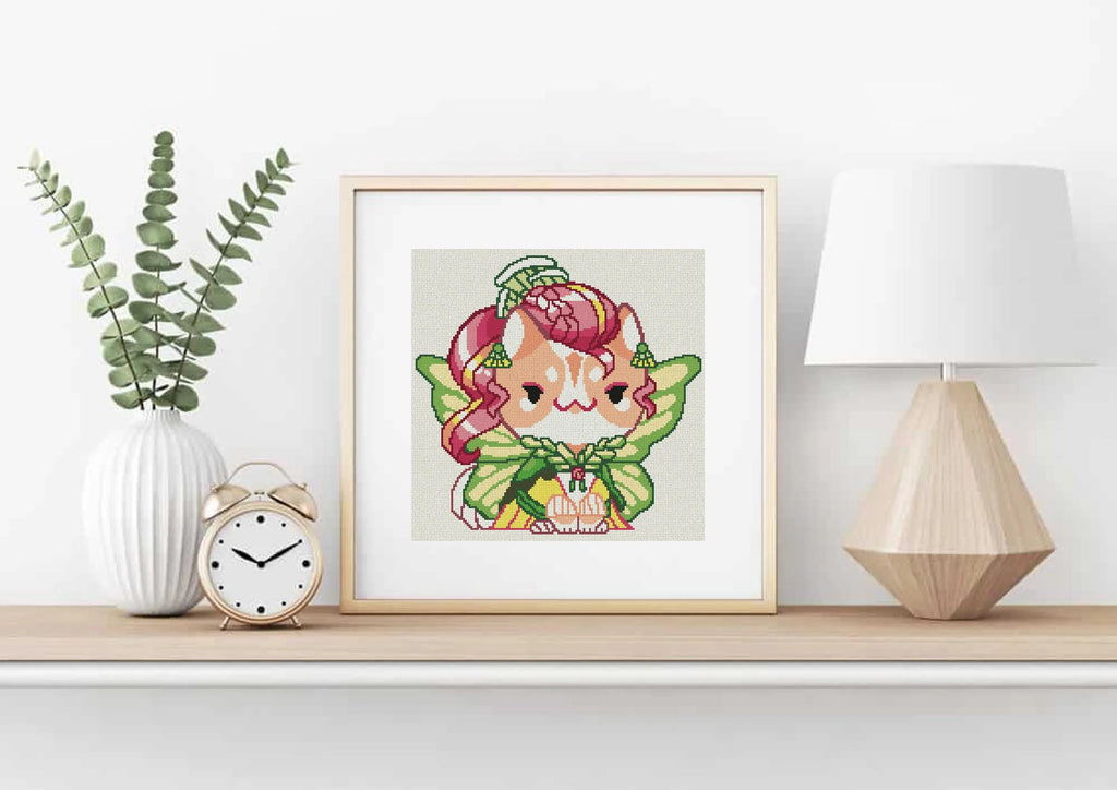 Lime Fariy Cat Cross Stitch