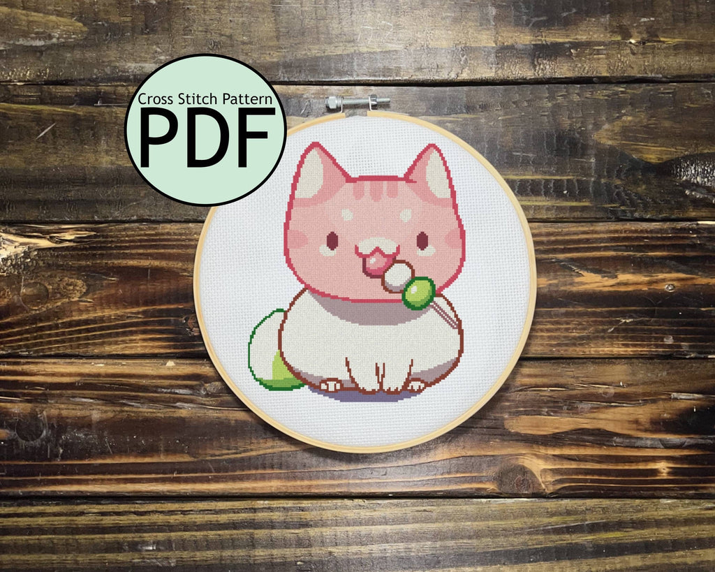 Dango Cat Cross Stitch Pattern