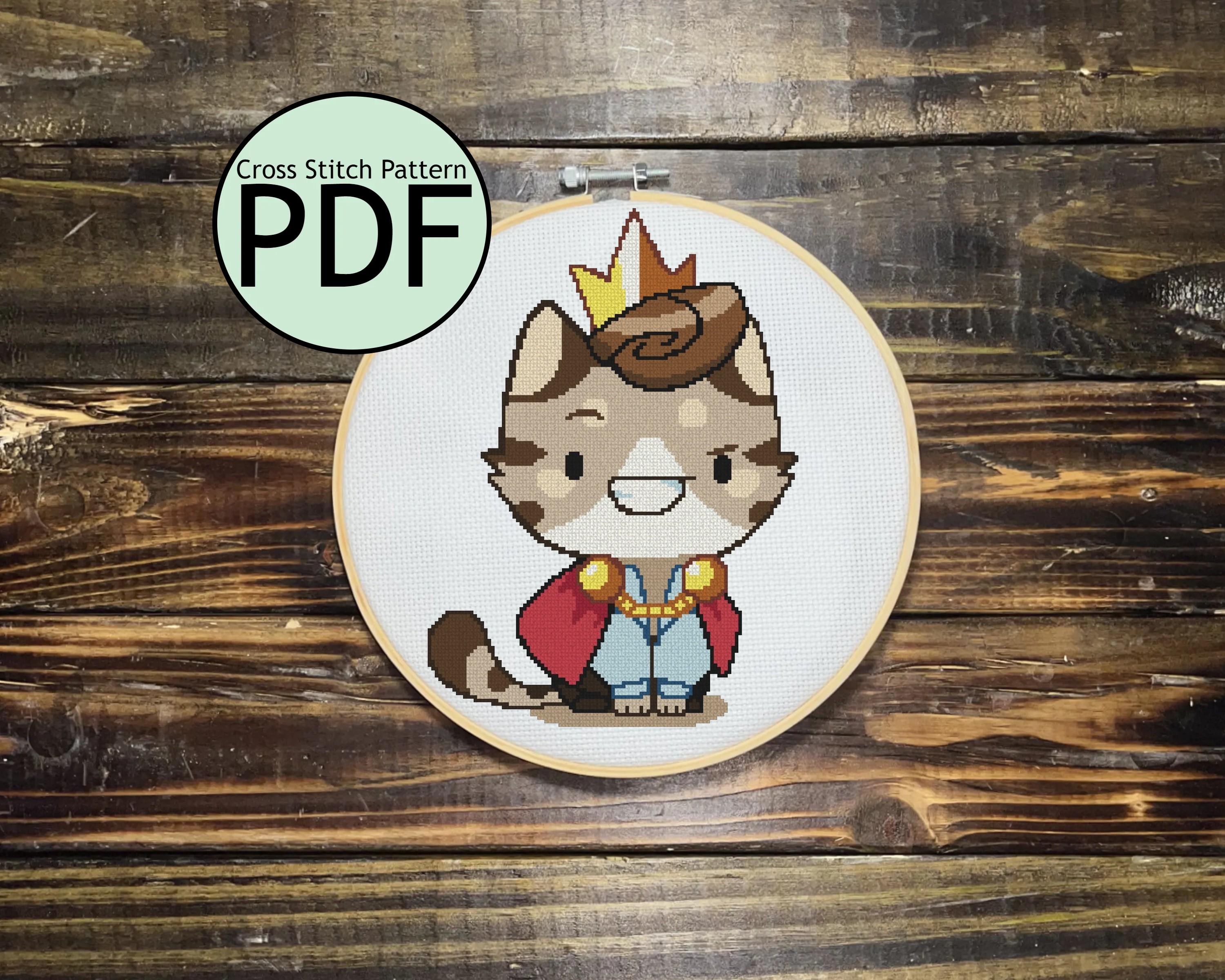 Prince Charming Cat Cross Stitch Pattern