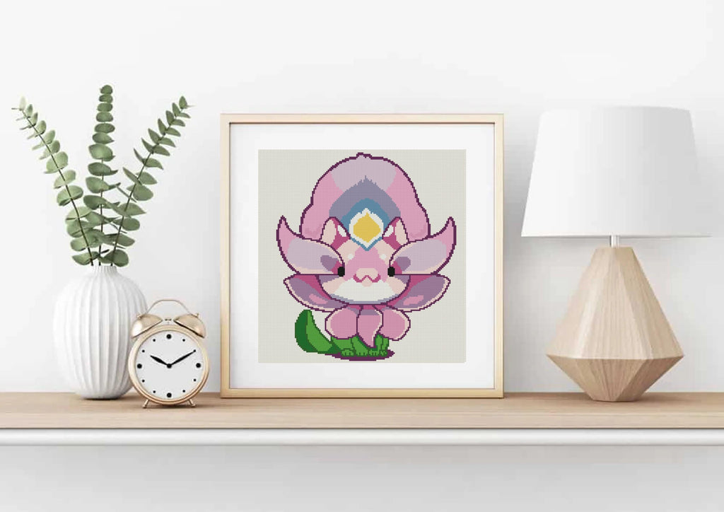 Water Hyacinth Cat Cross Stitch