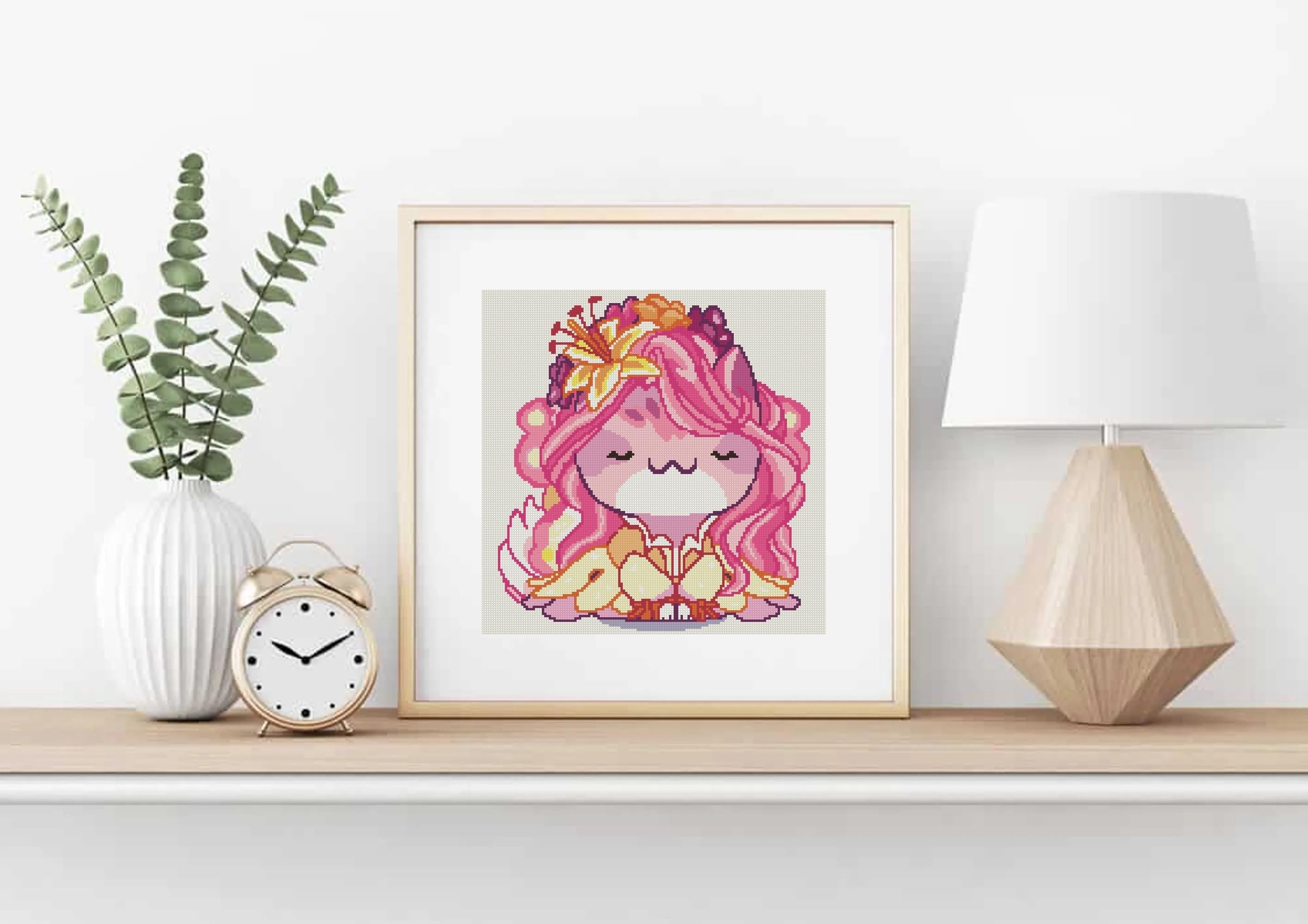 Flower Fairy Cat Cross Stitch Pattern