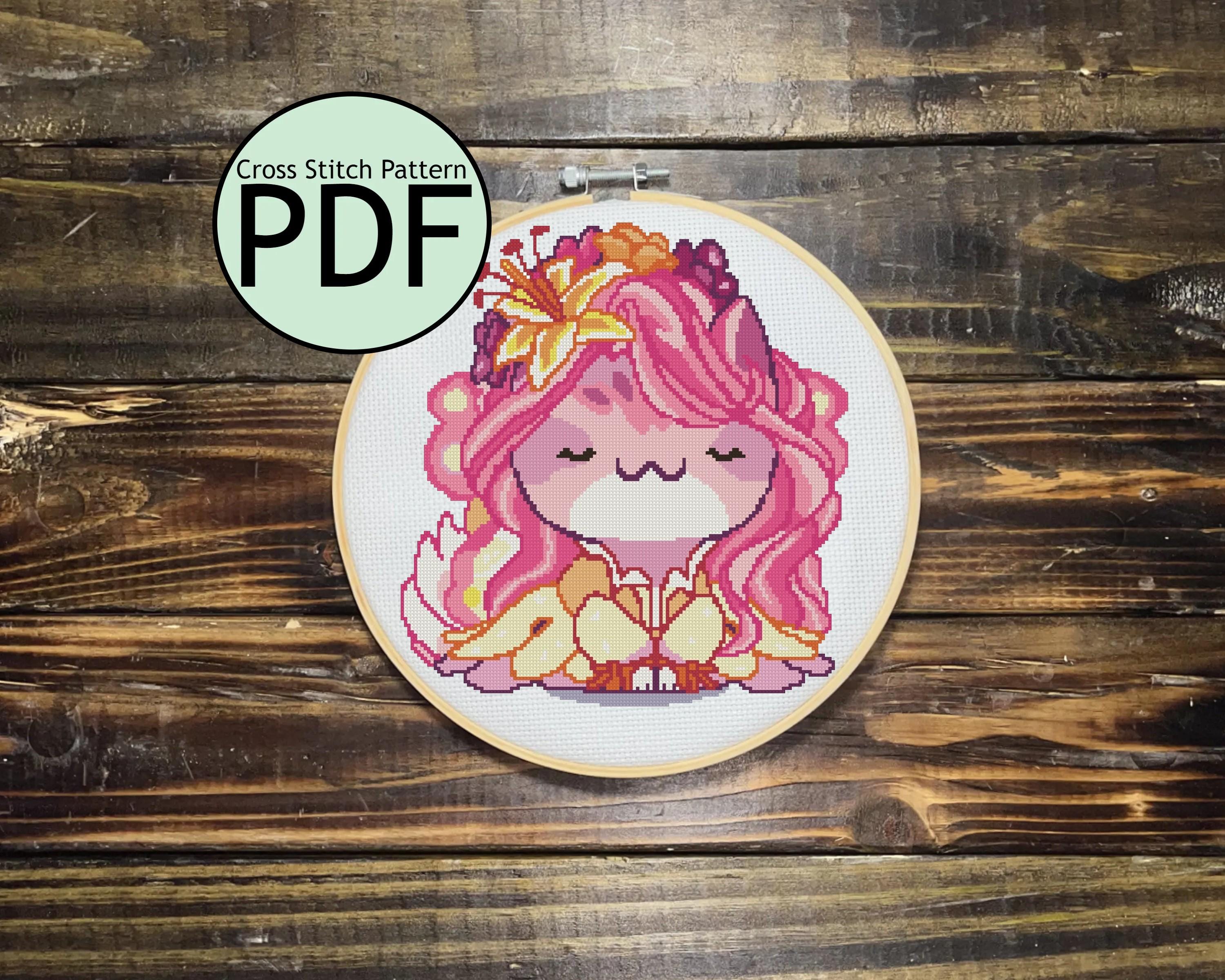 Flower Fairy Cat Cross Stitch Pattern