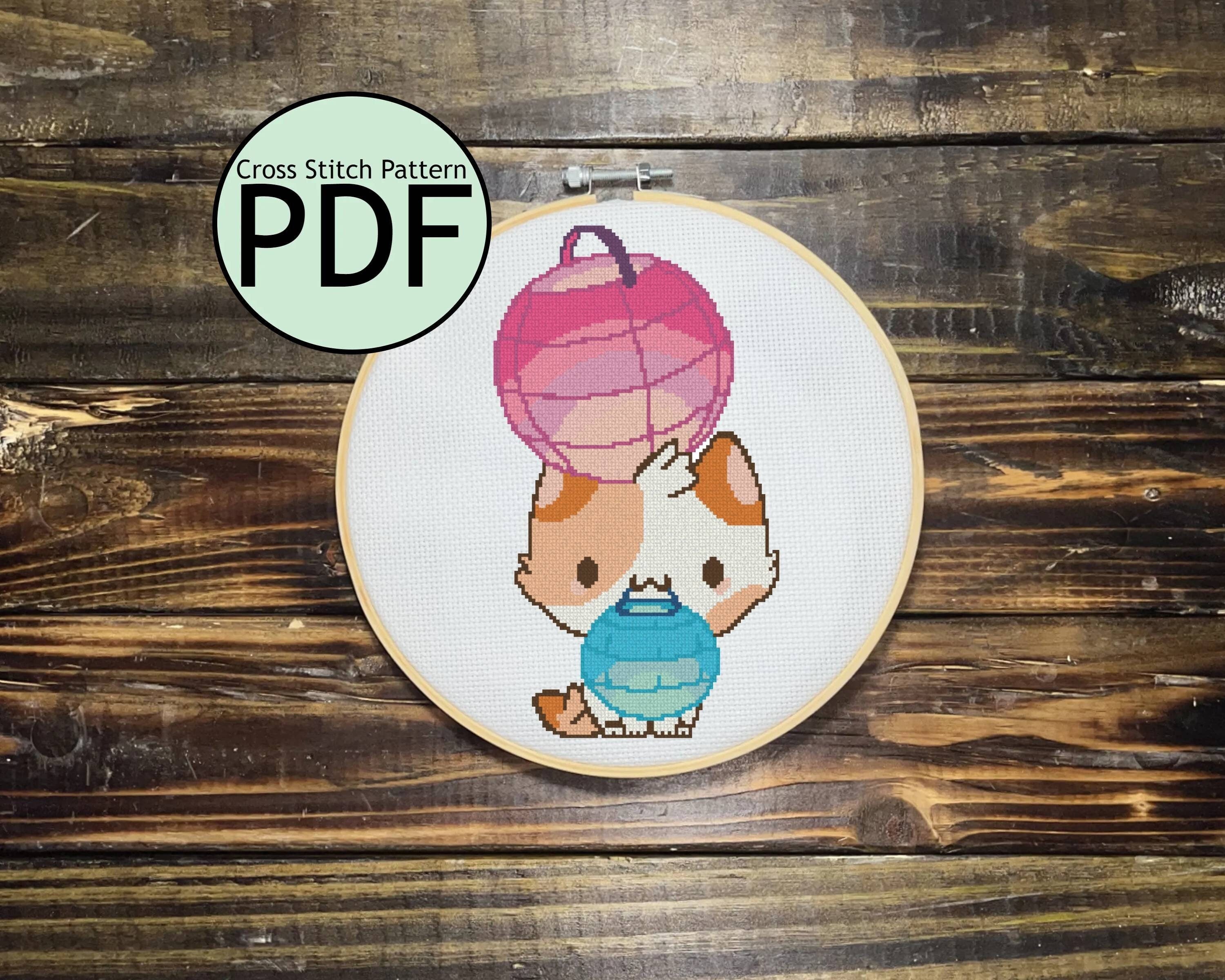 Cat with Two Lanterns Cross Stitch Pattern
