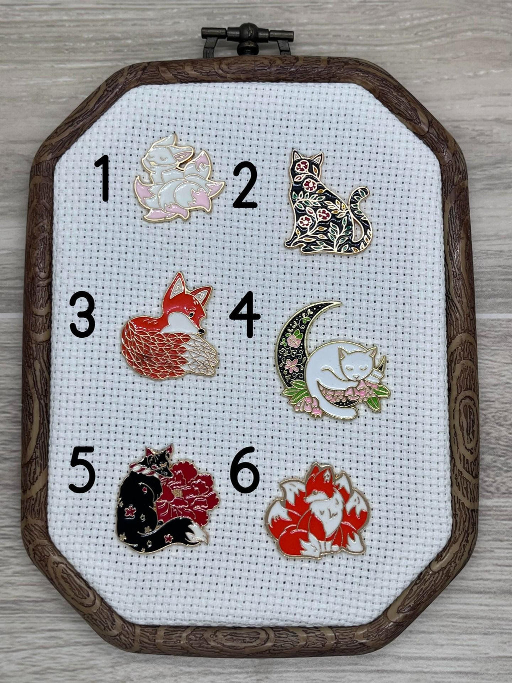Fox and Cat Floral Needle Minders