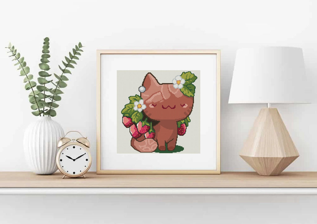 Clay Pot Cat Cross Stitch Pattern